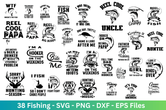Fishing Fisherman Bundle Graphics for Crafts