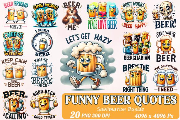 Funny Beer Quotes Sublimation Bundle for Crafts and Graphics