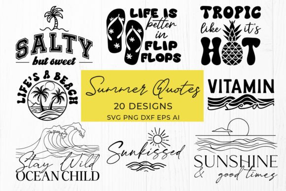 Summer Quotes SVG Bundle for Crafts and Graphics